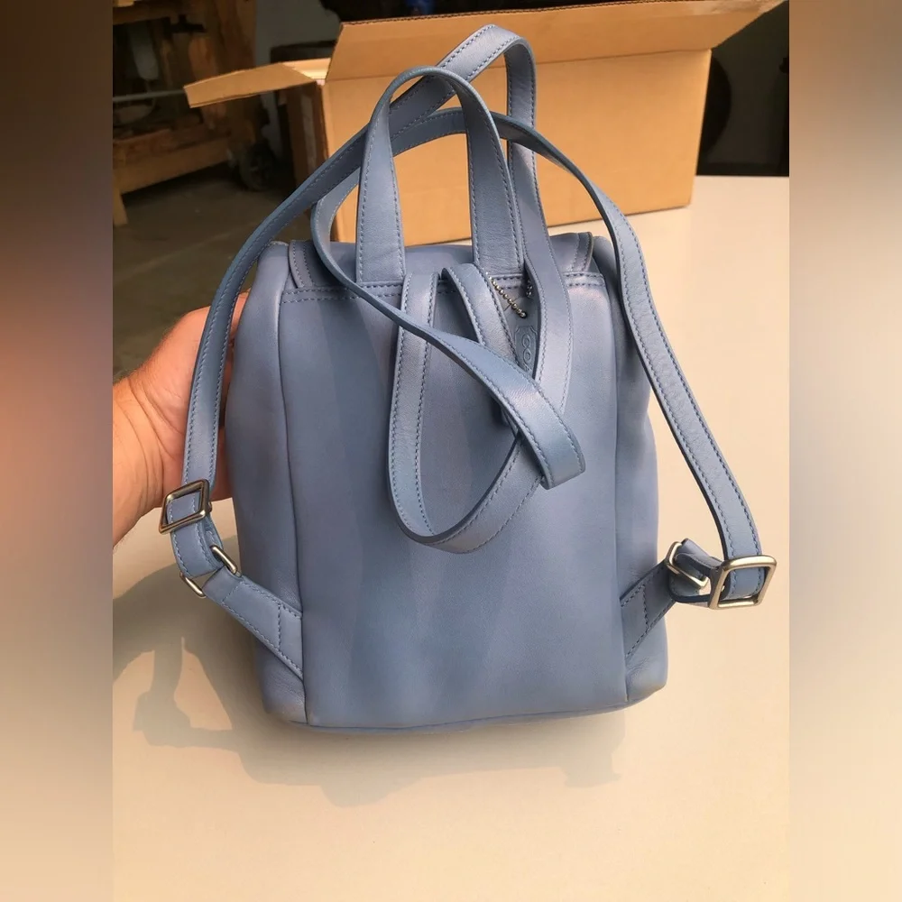 Vintage COACH Legacy West Small Backpack #9858 Sky Blue Leather with hangtag